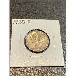 1935 S FB  AU Grade Mercury Dime