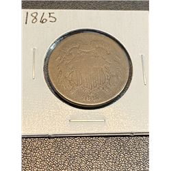 1865 Low Grade Two Cent Coin