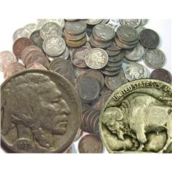 Lot of 100 Readable Date Buffalo Nickels