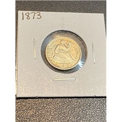 1873 Seated Liberty Half Dime AU Grade