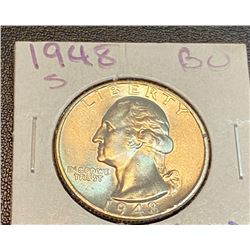 1948 S BU Grade Washington Quarter Dollar