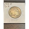 Image 1 : 1913 D Type 2 Buffalo Nickel Full 4 Number Date