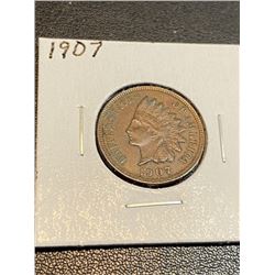 1907 Indian Head Cent XF AU Grade