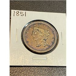 1851 Half Cent Copper