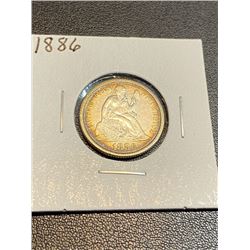 1886 Seated Liberty DIme XF AU Grade