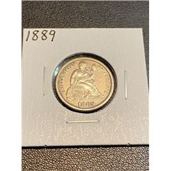 1889 Seated Liberty Dime AU Grade