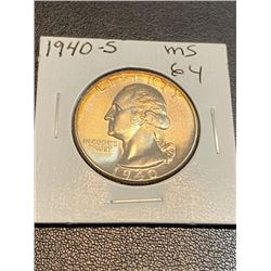 1940 s MS 64 Washington Quarter