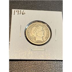 1916 XF Grade Barber Dime