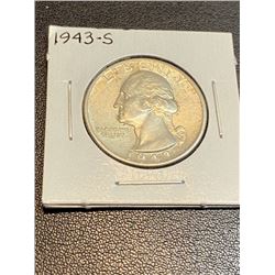 1943 S XF AU Grade Washington Quarter Dollar