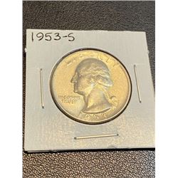 1953 S AU BU Washington Quarter Dollar