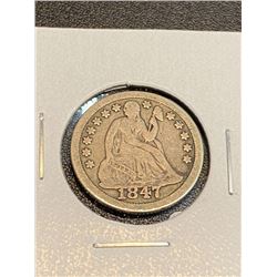 1847 Seated Liberty Dime Full Rims