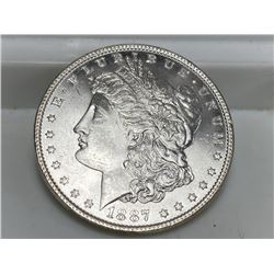 Crisp 1887 P BU Grade Morgan Dollar