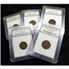 Image 1 : Lot of 5 Early Date and Wheat Back Cents in Slab