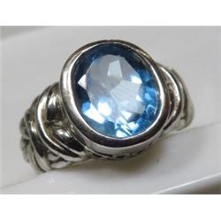 Sterling Silver and Natural Blue Topaz Ring