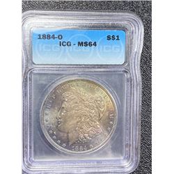 1884 O MS 64 Toned Morgan Silver Dollar
