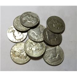 10 pcs Franklin Half dollars 90% Silver