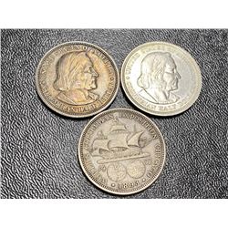 (3) 1892 Columbian Expo Half Dollars