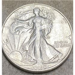 1940 S AU Grade Walking Liberty Half Dollar