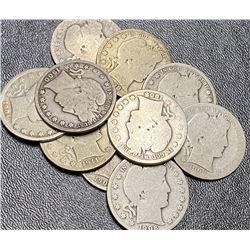 10 pcs. Barber Half Dollars