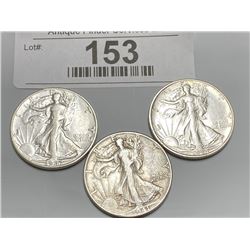 1947d-1944s-1941 Walking Liberty Half Dollars