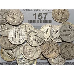 Lot of 20 Better Grade Standling Liberty Quarters