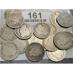 20 pcs. Barber Quarter Dollars Mixed Dates