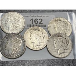 Lot of Peace and Morgan Silver Dollars