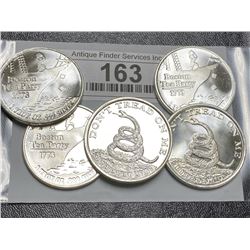 Lot of (5) 1 oz Dont Tread on Me Silver Rounds