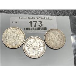 Lot of (3) Columbian Expo Half Dollars