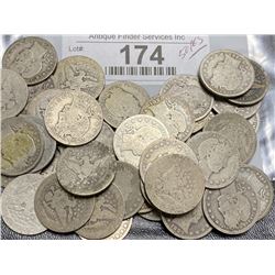 50 pcs. Barber Quarter Dollars - Mixed Date