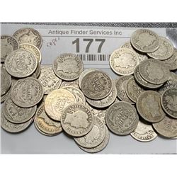 50 pcs. Better Grade Barber Dimes