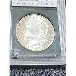 1887 BU Grade Slabbed Morgan Dollar