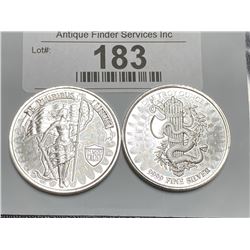 (2) 1 oz Silver Rounds - Cool Artwork Design