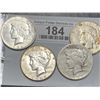 Image 1 : Lot of 4 US Peace Silver Dollars