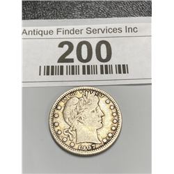 1907 D XF Grade Barber Quarter