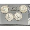 Image 2 : (4) VF Plus Walking Liberty Half Dollars