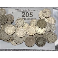 50 pcs. Barber Dimes - Mixed Dates and Grade