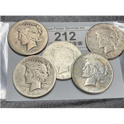 5 pcs Peace Silver Dollars
