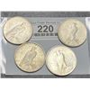 Image 2 : (4) Peace Silver Dollars