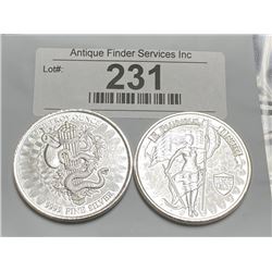 (2) Private Mint 1 oz. Silver Rounds