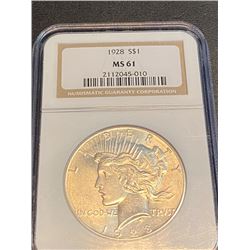 1928 MS 61 NGC Peace Silver Dollar