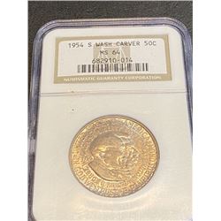 1954 S Wash. Carver MS 64 NGC Half Dollar