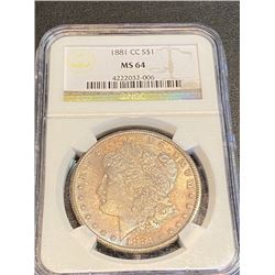 1881 CC MS 64 NGC Morgan Silver Dollar
