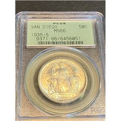 1935 S- MS 66 PCGS OGH San Diego 50c