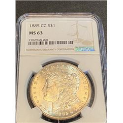 1885 CC MS 63 NGC Morgan Silver Dollar