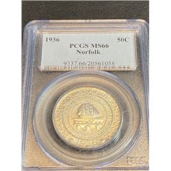 1936 Norfolk MS 66 PCGS 50c-