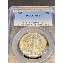 1942 MS 64 PCGS Walking Liberty Half Dollar