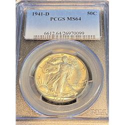 1941 D MS 64 PCGS Walking Liberty Half Dollar