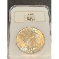 1924 MS 65 NGC Peace Silver Dollar