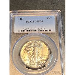 1946 MS 64 PCGS Walking Liberty Half Dollar